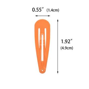 40 Counts Orange Color Metal Snap Hair Clips 2 Inch Barrettes for Women Accessories
