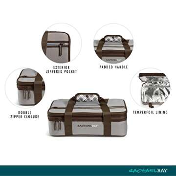 Rachael Ray Expandable Insulated Casserole Carrier - Perfect for Potlucks and Picnics