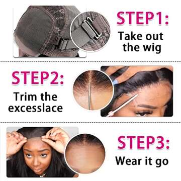 Muokass 220% Density 5x5 HD Lace Closure Wigs Human Hair Glueless Wigs Human Hair Pre Plucked Pre Cut Straight Lace Front Wigs Human Hair for Women Glueless Wigs for Beginners 22 Inch