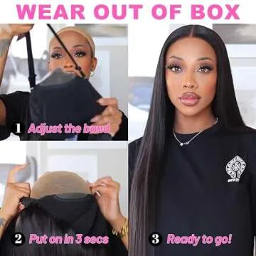 Muokass 220% Density 5x5 HD Lace Closure Wigs Human Hair Glueless Wigs Human Hair Pre Plucked Pre Cut Straight Lace Front Wigs Human Hair for Women Glueless Wigs for Beginners 22 Inch