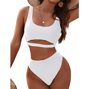Blooming Jelly Women's High Waisted Bikini Set - Stylish Sporty Swimsuit for All Body Types