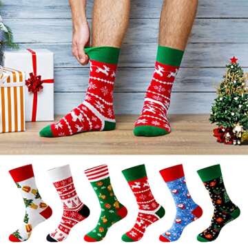 TENYSAF Fun Christmas Socks for Men - Funny Xmas Gifts for Men and Women Novelty Cozy Unisex Crew Cotton Sock Set