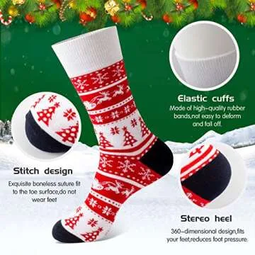 TENYSAF Fun Christmas Socks for Men - Funny Xmas Gifts for Men and Women Novelty Cozy Unisex Crew Cotton Sock Set