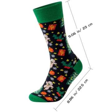 TENYSAF Fun Christmas Socks for Men - Funny Xmas Gifts for Men and Women Novelty Cozy Unisex Crew Cotton Sock Set