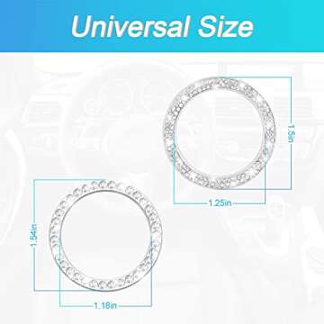 Car Bling Crystal Rhinestone Engine Start Ring Stickers, 1 Single Drainage Drill and 1 Double Draina...