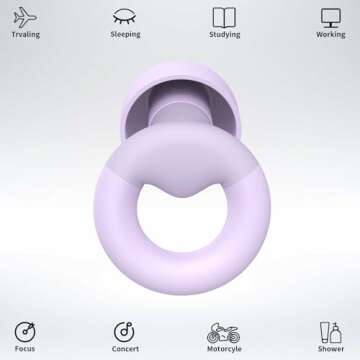 JUSTRVN Earplugs for Sleeping,Noise Reduction Soft Silicone Earplugs with 7 Pairs Ear Tips&One Conne...