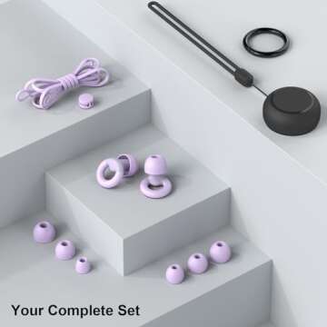 JUSTRVN Earplugs for Sleeping,Noise Reduction Soft Silicone Earplugs with 7 Pairs Ear Tips&One Connection Cord,Hearing Protection Reusable Earplugs for Sleeping,Concert,Work&Sound Reduction 25dB-30db