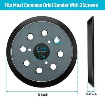 2 Pieces 5 Inch 8 Holes Replacement Sander Pad Hook and Loop Sander Sanding Pad Replacement Compatib...