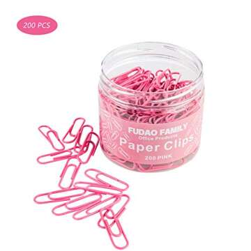 Small Paper Clips, 1.1 Inch Paper Clip, 200 pcs Paperclips (Small, Pink)