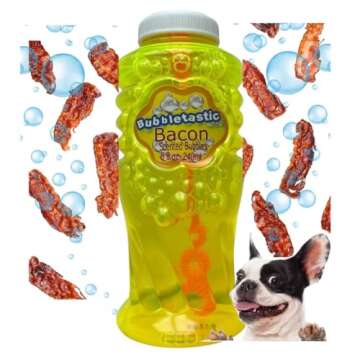 Bubbletastic Bubbles for Dogs 8oz. Bottle of Bacon Bubble Solution - 100% Non Toxic, Tear Free, USA
