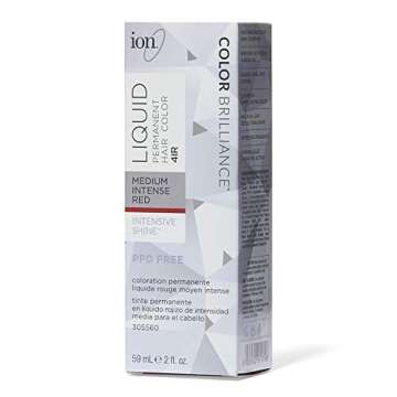 Ion Medium Intense Red Permanent Creme Hair Color, 4IR, Paraphenylenediamine Free, 100% Gray Coverag...