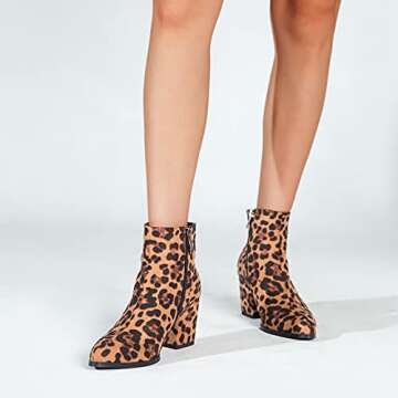 Stylish MixATB Women's Leopard Boots with Chunky Heel