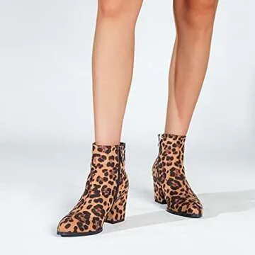 Stylish MixATB Women's Leopard Boots with Chunky Heel