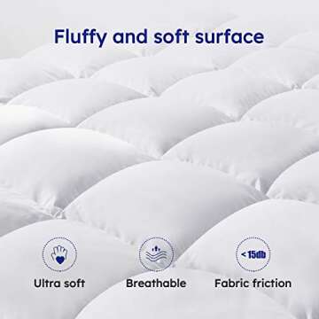 DOWNCOOL Queen Size Feather Bed Mattress Topper Pillow Top, Thick Quilted Down Mattress Pad, 2 Inch Pillowtop