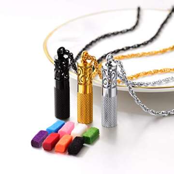 Perfume Locket Round Bottle Pendant Necklace Diffuser Essential Oil Aromatherapy Men Women Jewelry B...