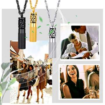 Perfume Locket Round Bottle Pendant Necklace Diffuser Essential Oil Aromatherapy Men Women Jewelry Black Necklace