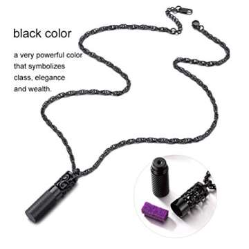 Perfume Locket Round Bottle Pendant Necklace Diffuser Essential Oil Aromatherapy Men Women Jewelry Black Necklace