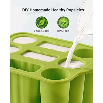 MEETRUE Kids Popsicle Molds - 9-Cavity Silicone Maker for Homemade Ice Pops