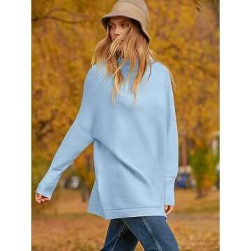 Calbetty Women's Oversized Turtleneck Sweaters Long Batwing Sleeve Casual Loose Slouchy Wool Knit Pu...