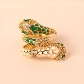 Cute Adjustable Snake Ring for Women - Sparkly Statement Jewelry