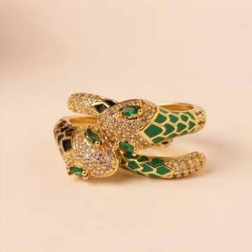 Cute Adjustable Snake Ring for Women - Sparkly Statement Jewelry