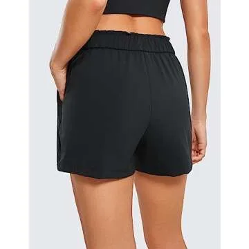 CRZ YOGA Women's 4-Way Stretch High Waisted Athletic Shorts for Work and Casual Activities