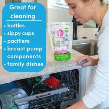 Dapple Baby Dishwasher Pacs, Hypoallergenic Dishwasher Pods Powered by Plants, Removes Milk Residue & Odor on Dishes, Baby Bottles & Kitchenware, Fragrance Free, 25 Count (Pack of 1)