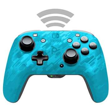 PDP REMATCH Enhanced Wireless Licensed Nintendo Switch Pro Controller, Switch Lite/OLED Compatible, Customizable Buttons/Joysticks, Motion Sensing (Blue Camo)