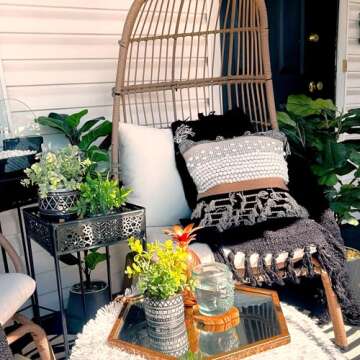 COZYDEKO Throw Boho Pillow Cover, 18”x18” Bohemian Moroccan Rustic Decorative Pillows with Tufte...