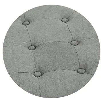 Adeco Grey Round Ottoman with Hidden Storage - 17" High