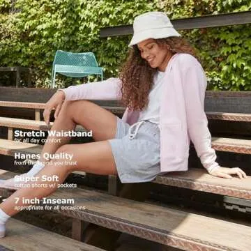 Comfortable Hanes Women's Pocket Drawstring Shorts, Navy