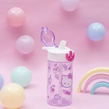 Zak Designs Sanrio Sage Kids Water Bottle For School or Travel, 16oz Durable Plastic Water Bottle Wi...