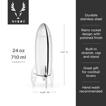 Viski Rocket Cocktail Shaker - Unique Space Bar Set
