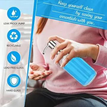 ARKTEK Glass Soap Dispenser - Clear Dish for Kitchen, Refillable Liquid Hand with Rust Proof Stainless Steel Pump Bathroom, Countertop (17 Ounce/ 500 ML)
