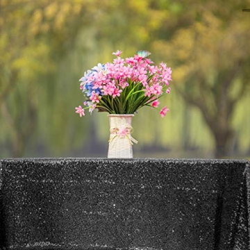 JYFLZQ Black Sequin Tablecloth 90"x132" for Events