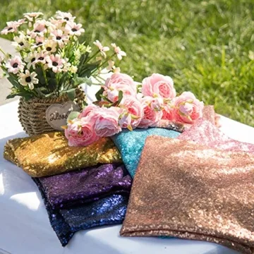 JYFLZQ Black Sequin Tablecloth 90"x132" for Events