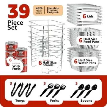 Disposable Chafing Dish Buffet Set, Food Warmers for Parties, Catering Supplies Buffet Display, Comp...