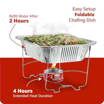 Disposable Chafing Dish Buffet Set, Food Warmers for Parties, Catering Supplies Buffet Display, Complete Premium Set, Half Size Single Pan, Warming Trays (6 Pack)