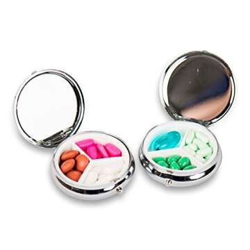 GOPILLABLE Black Purse Pill Box or Small Pill Box for Pocket. Convenient and Discreet, Great for Daily use or for Travel.