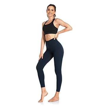 HeyNuts Essential 7/8 Leggings High Waisted Yoga Pants for Women, Soft Workout Pants Compression Leggings with Inner Pockets True Navy_25'' M(8/10)