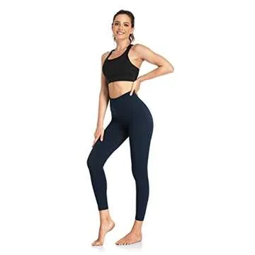 HeyNuts Essential 7/8 Leggings High Waisted Yoga Pants for Women, Soft Workout Pants Compression Leggings with Inner Pockets True Navy_25'' M(8/10)
