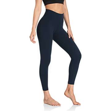 HeyNuts Essential 7/8 Leggings High Waisted Yoga Pants for Women, Soft Workout Pants Compression Leggings with Inner Pockets True Navy_25'' M(8/10)