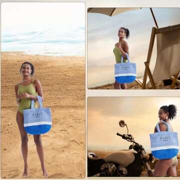 OWGSEE Large Straw Beach Bag for Women Summer Woven Shoulder Tote Bag Straw Purses and Handbags for Vacation (Khaki)