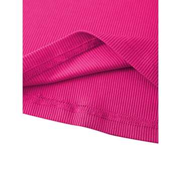 Remidoo Women's Sexy Open Front Chains Lace Up Crop Top Rib Knit Sleeveless Tank Tops Hot Pink Large