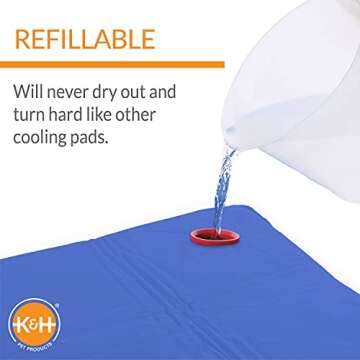 K&H Pet Products Coolin' Pet Pad Dog Mat, Portable Dog Cooling Mat for Travel or in Home, Perfect for Carriers, Crates, Outdoor Houses, Yards, Porches, Pet Beds & More - Large 36 X 20in Chill Blue