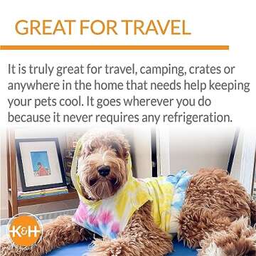K&H Pet Products Coolin' Pet Pad Dog Mat, Portable Dog Cooling Mat for Travel or in Home, Perfect for Carriers, Crates, Outdoor Houses, Yards, Porches, Pet Beds & More - Large 36 X 20in Chill Blue