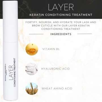 Sarah Maxwell Beauty LAYER Keratin Conditioning Treatment - Eyelash & Brow Serum, Hydrating, Cruelty...