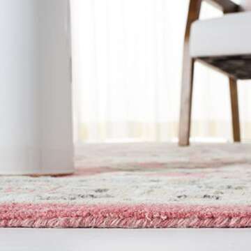 SAFAVIEH Glamour Collection Area Rug - 8' x 10', Pink & Beige, Handmade Wool, Ideal for High Traffic Areas in Living Room, Bedroom (GLM628U)