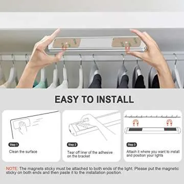 Under Cabinet Lights Motion Sensor: 66-Led Closet Light Wireless Magnetic Counter for Kitchen 1000mAh USB Rechargeable Led Wardrobe Stairs Hallway Indoor 9.0 inch 2Pcs