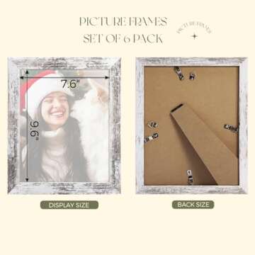 TWING 8x10 Rustic Picture Frames Set of 6 Distressed White Composite Wood Farmhouse Photo Collage Fr...